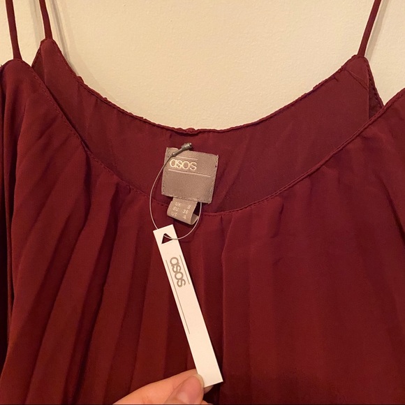 ASOS DESIGN pleated crop top midi dress scoop neck - Picture 6 of 8